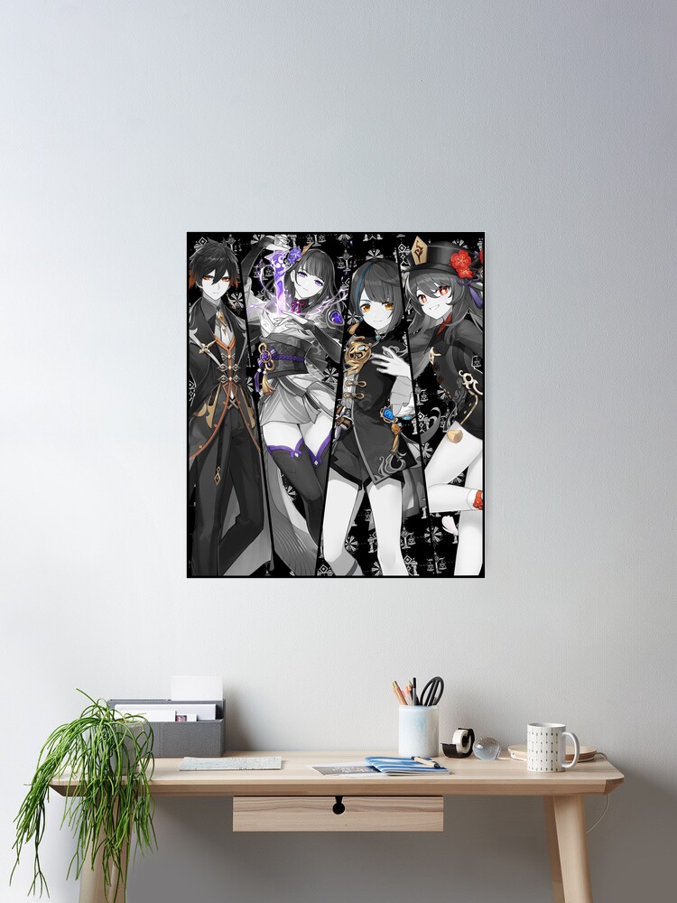 Zhongli, Raiden, xingqiu and HuTao - Genshin Impact Team Poster for Sale  by B-love