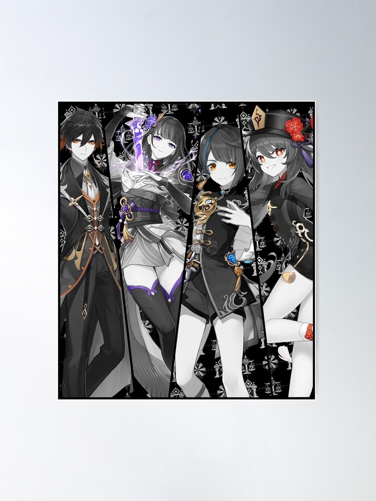 Zhongli, Raiden, xingqiu and HuTao - Genshin Impact Team Poster for Sale  by B-love