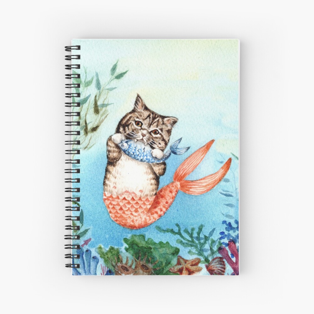 Cute Purrmaid Cat Mermaid Spiral Notebook