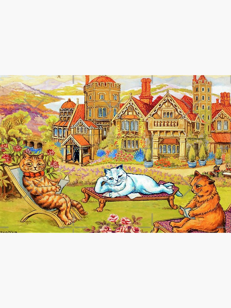  louis wain cats relaxing in the grounds at napsbury artwork by