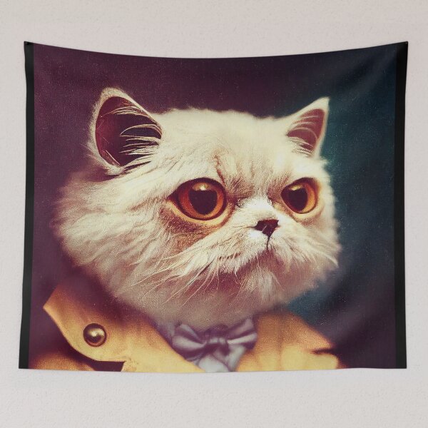 Item preview, anthropomorphic cat portrait - Persian cat detective wearing a coat.  designed and sold by Catator.