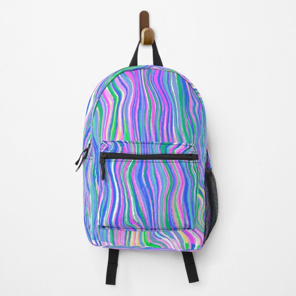 Item preview, Dark Blue, Pink and Green Multicolored Vertical Stripes Modern Liquid Swirl Abstract Pattern Design designed and sold by theprintedclub.