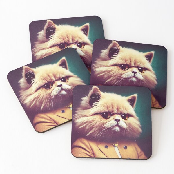 Item preview, anthropomorphic cat portrait - persian cat professor wearing a coat and glasses.  designed and sold by Catator.