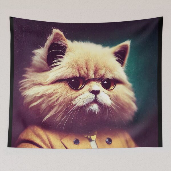 Item preview, anthropomorphic cat portrait - persian cat professor wearing a coat and glasses.  designed and sold by Catator.