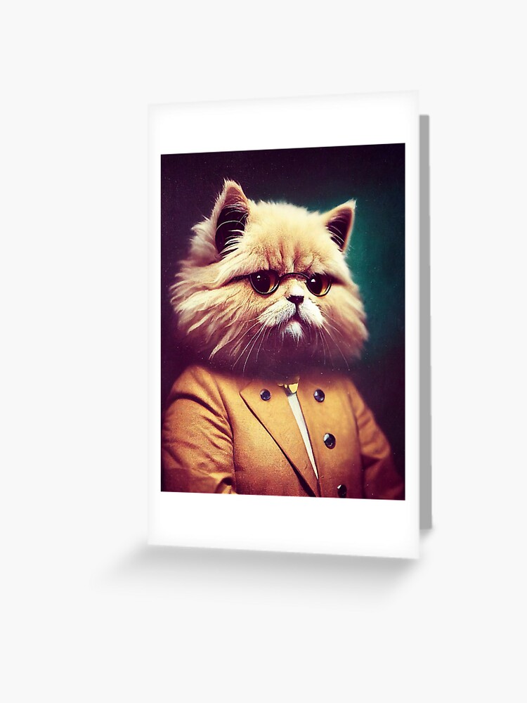 anthropomorphic cat portrait - persian cat professor wearing a