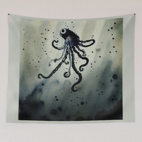 Item preview, Squid shooting ink, inkwash designed and sold by recollectionsv.