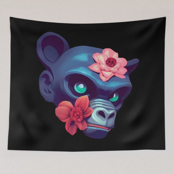Item preview, Monkey Head And Flowers designed and sold by nuel-art.