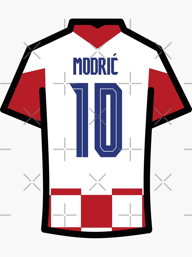 Modric #10 CRO Red White Blue Football Jersey  Sticker for Sale