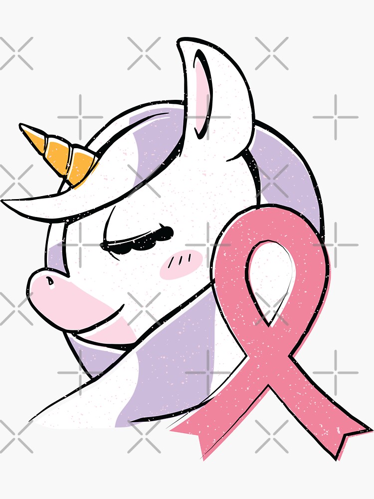 Cute Unicorn With Breast Cancer Ribbon Breast Cancer Warrior