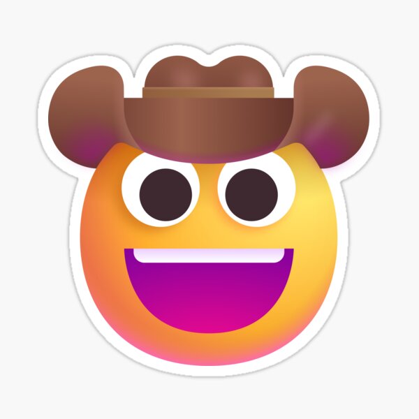 face-with-cowboy-hat-emoji-tweaked-sticker-for-sale-by