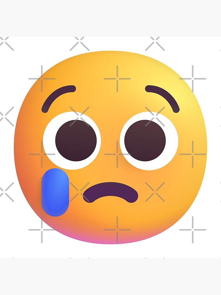 Worried Face with Drops of Sweat Emoji - tweaked Poster by abroadDesigns