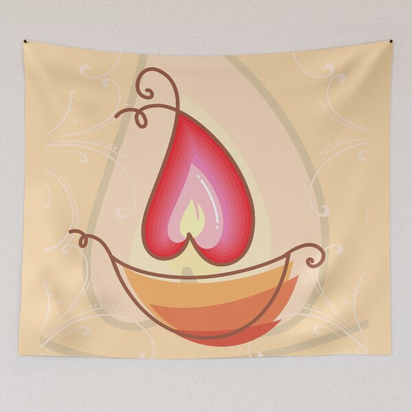 Item preview, Decorative Oil Lamp Diwali Festival of Light Greeting For Everyone designed and sold by Wiggly Lines.