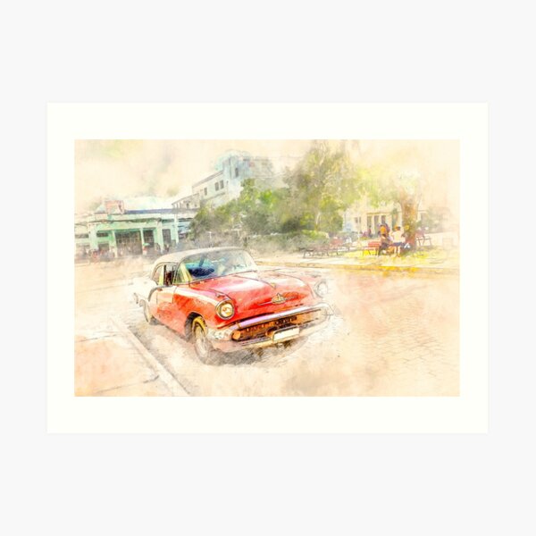 Cuba red car Art Print