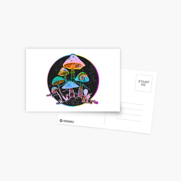 Mushroom Jar, Vintage Psychedelic Rainbow Illustration Postcard for Sale  by chrystakay