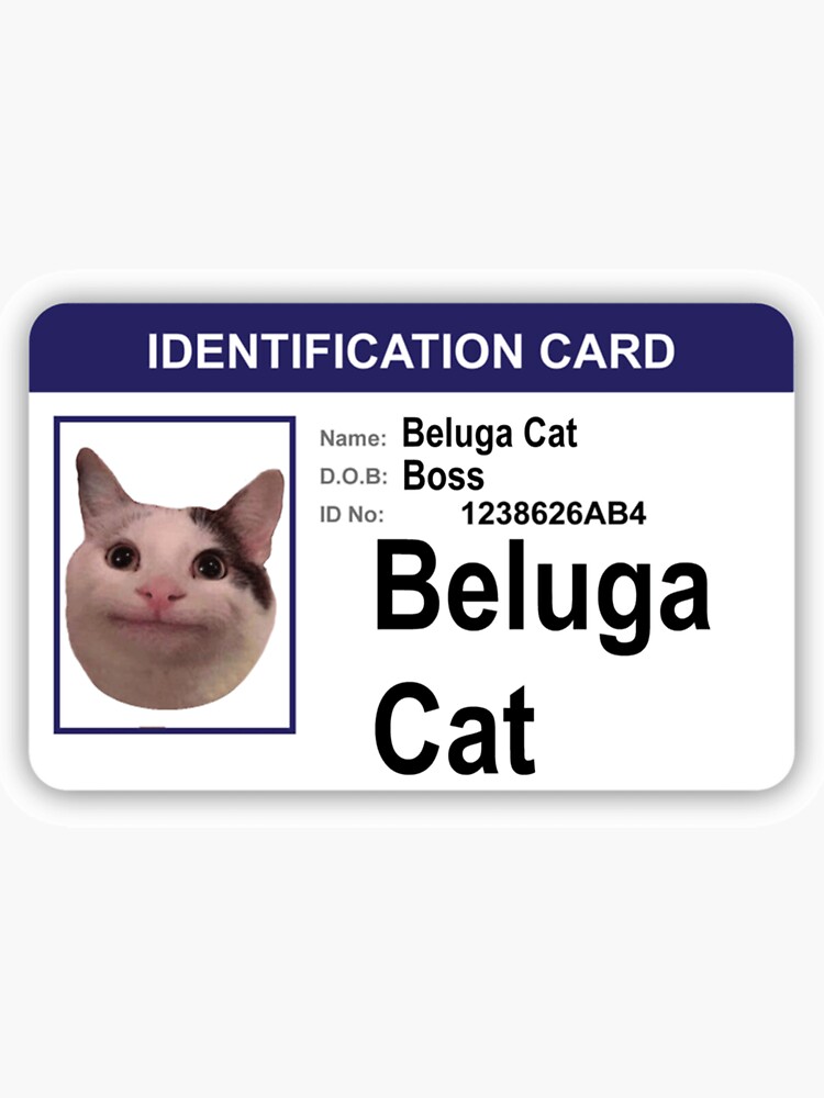 "Beluga Cat Identification Card Classic " Sticker for Sale by