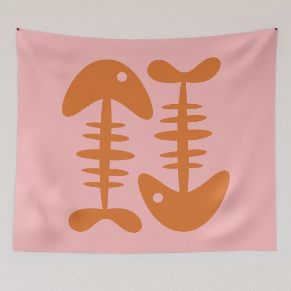 Item preview, Cute Fish Bone Pair Minimalist Orange and Pink designed and sold by kierkegaard.