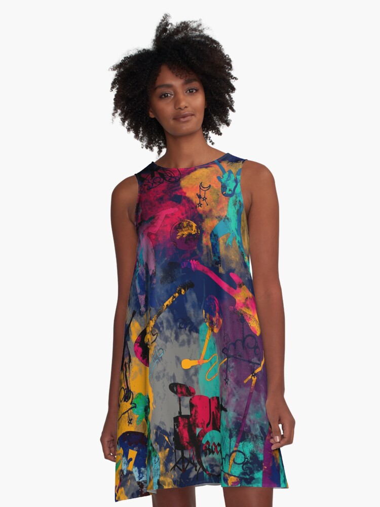 Thumbnail 1 of 4, A-Line Dress, Rock band designed and sold by Nora Gad.