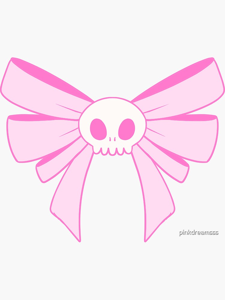 Pink Skull Bow Sticker Spooky Pastel Goth Cute Creepy Punk Scary