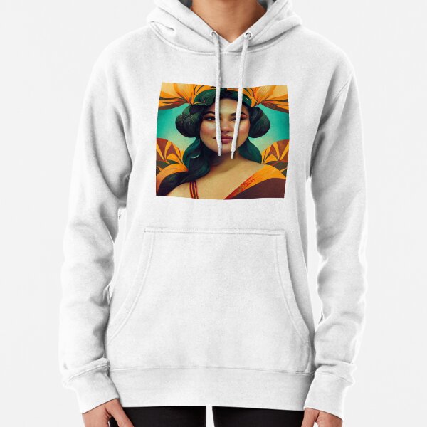 Island Dreaming - Portrait of a Strong Polynesian Woman Pullover Hoodie