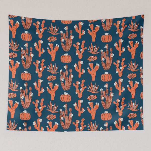 Item preview, Cacti Garden in the night | Orange and Navy designed and sold by CarolFreire.