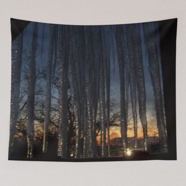 Item preview, Sparkling Icicles Hanging in the Sunset Blue Gold From my Window designed and sold by DianeBP.