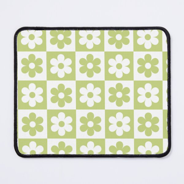 Item preview, Light Pastel Green and White Checkered Squares with Flowers  designed and sold by SeemDev786.