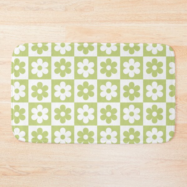 Item preview, Light Pastel Green and White Checkered Squares with Flowers  designed and sold by SeemDev786.