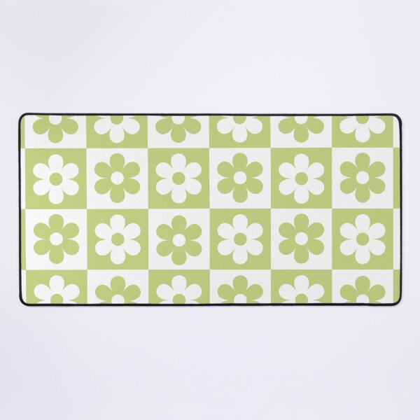 Item preview, Light Pastel Green and White Checkered Squares with Flowers  designed and sold by SeemDev786.