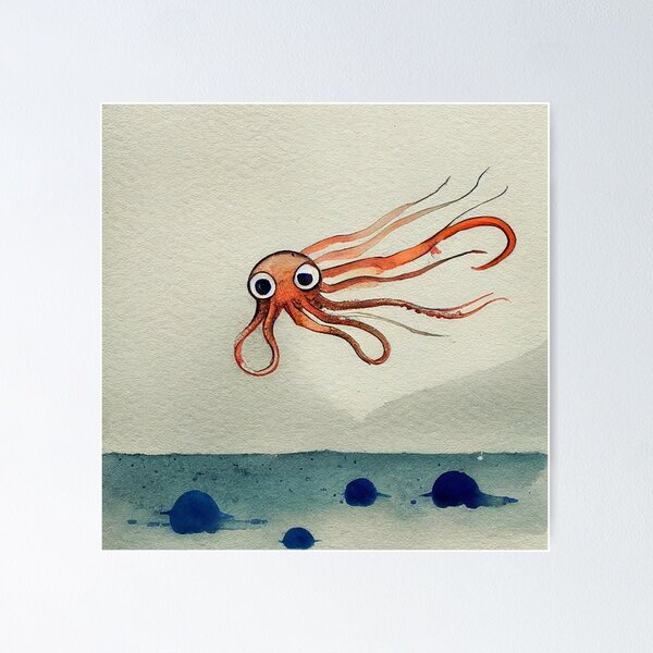 Item preview, Squid pen and watercolor designed and sold by recollectionsv.