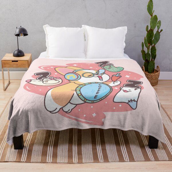 Item preview, Sleepy Corgi with ZZZ Monsters - Zombie Cow, Cactus and Pillow designed and sold by XEENYEE.