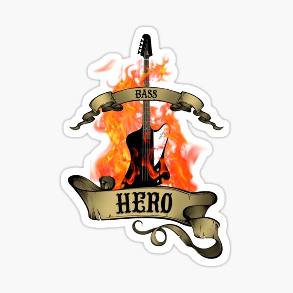 Bass with Flame - Bass Hero Sticker