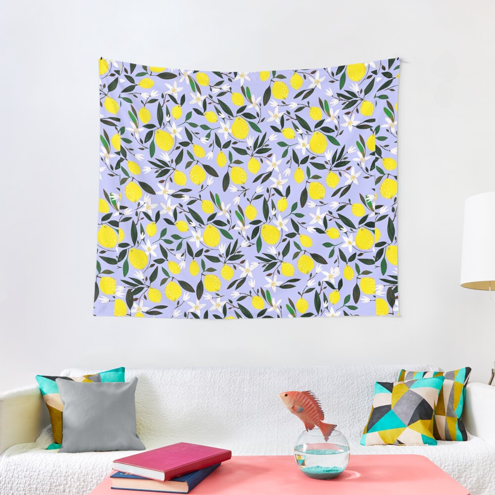 Discover Lemons Blue Tapestry