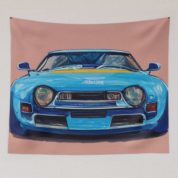 Item preview, Blue classic sports car painted with pastel acrylic paints designed and sold by jangseungwan.