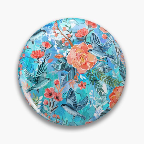 Item preview, Birding Bliss Mixed-Media Collage in Turquoise and Coral designed and sold by micklyn.