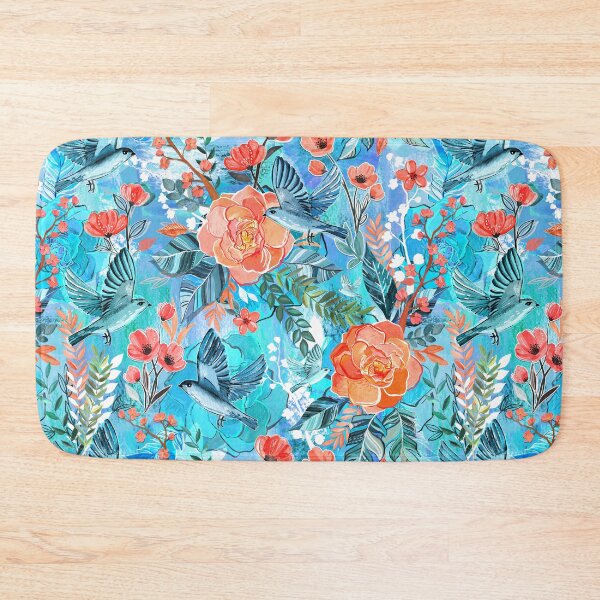 Item preview, Birding Bliss Mixed-Media Collage in Turquoise and Coral designed and sold by micklyn.