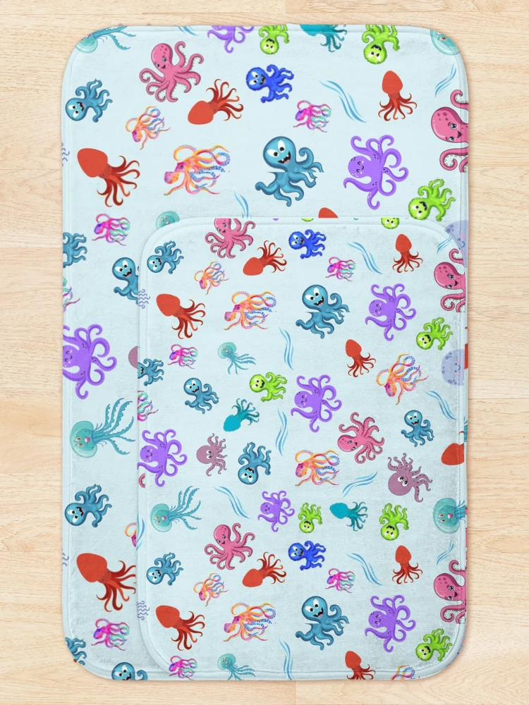 Thumbnail 5 of 6, Bath Mat, Colorful Octopus Design and Pattern designed and sold by Rell1970.