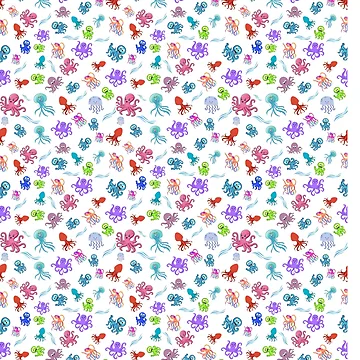 Artwork thumbnail, Colorful Octopus Design and Pattern by Rell1970