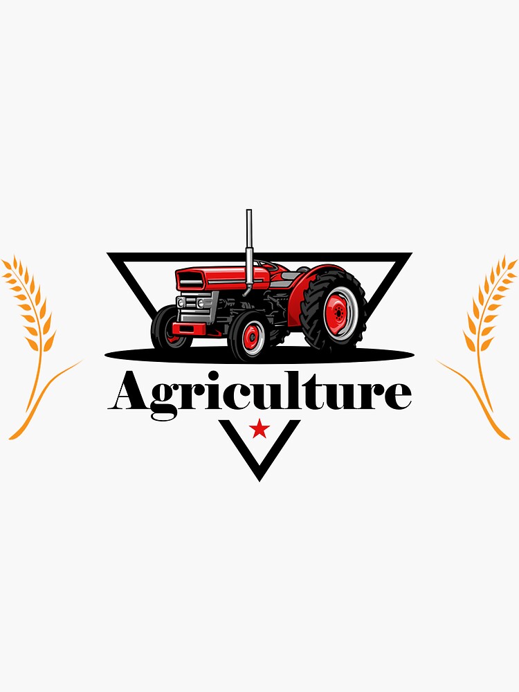 "Agriculture Farming Red tractor with ears of corn" Sticker for Sale