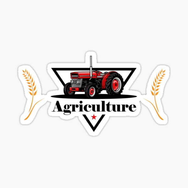 Agriculture - Landwirtschaft Roter Traktor mit Ähren Sticker