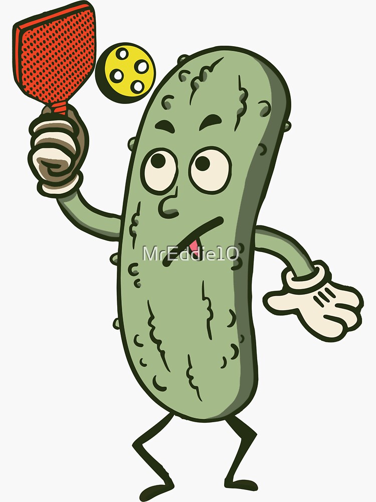 "Funny Pickleball Pickle Playing Cartoon" Sticker for Sale by MrEddie10