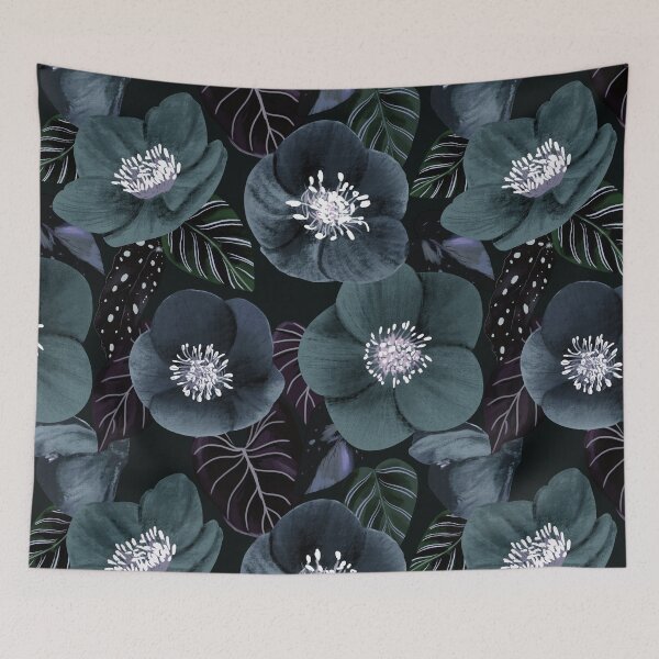 Item preview, Blue Dark Flowers designed and sold by Anis Illustration.