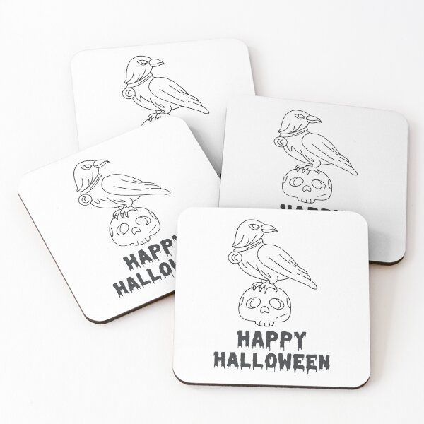 Item preview, Happy Halloween Simple Lined Eagle Perched on a Skull Design designed and sold by WBP Mart.
