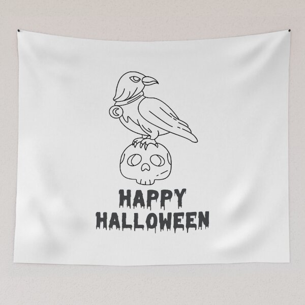 Item preview, Happy Halloween Simple Lined Eagle Perched on a Skull Design designed and sold by WBP Mart.