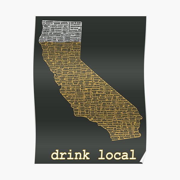 Drink Local - California Beer T-shirt Poster