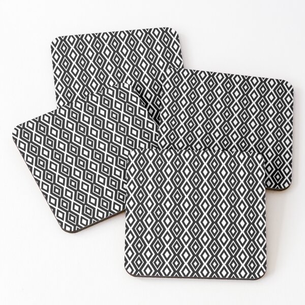 Item preview, Black And White Vertical Striped Boho Diamond Geometric Pattern designed and sold by meggydesigns.