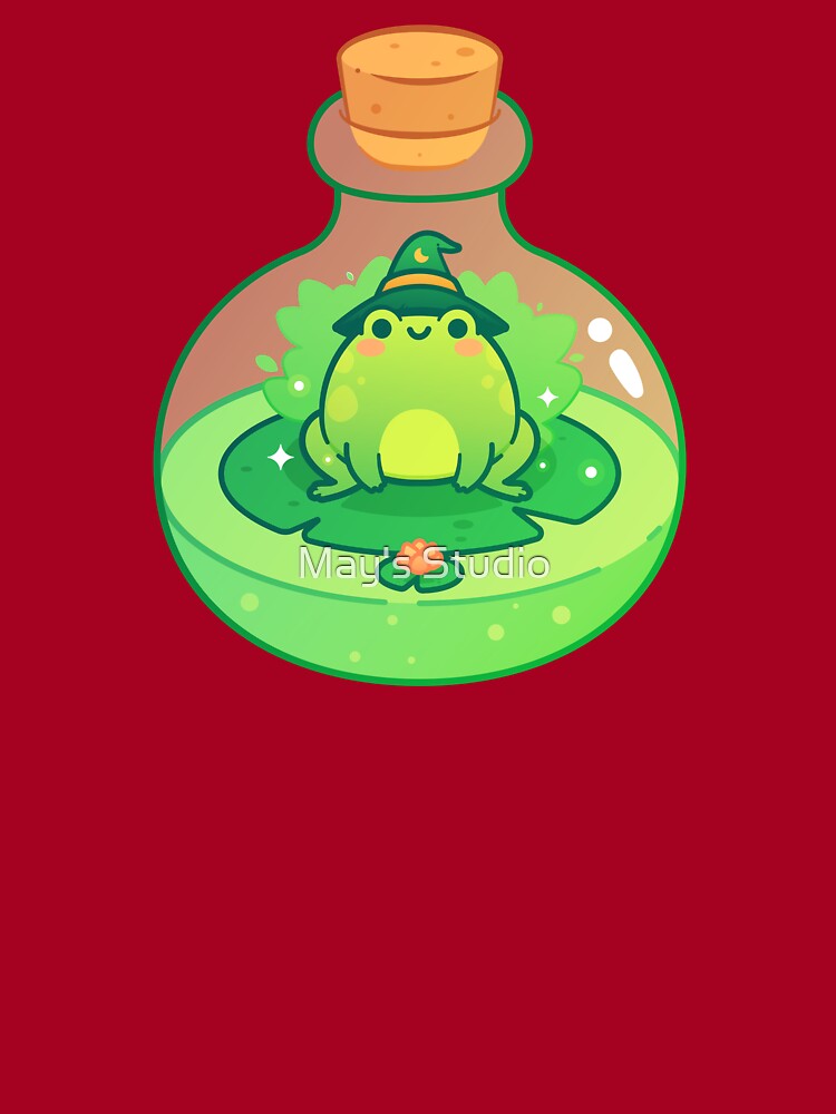 Kawaii Wizard Little Green Frog Inside a Magical Potion Bottle Sticker for  Sale by May's Studio