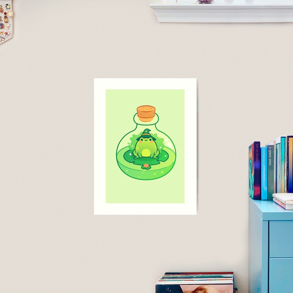 Kawaii Wizard Little Green Frog Inside a Magical Potion Bottle Sticker for  Sale by May's Studio