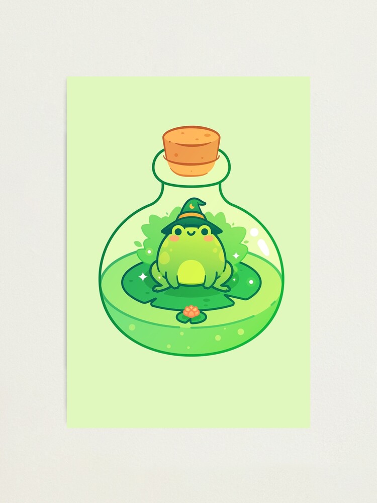 Kawaii Wizard Little Green Frog Inside a Magical Potion Bottle Sticker for  Sale by May's Studio