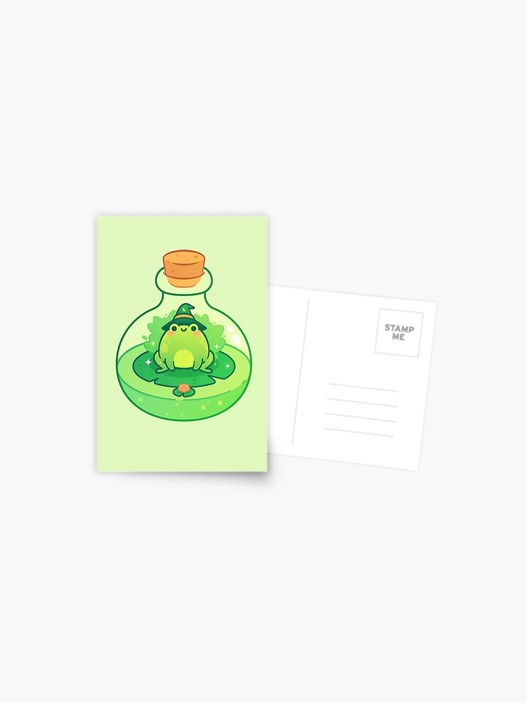 Kawaii Wizard Little Green Frog Inside a Magical Potion Bottle Sticker for  Sale by May's Studio