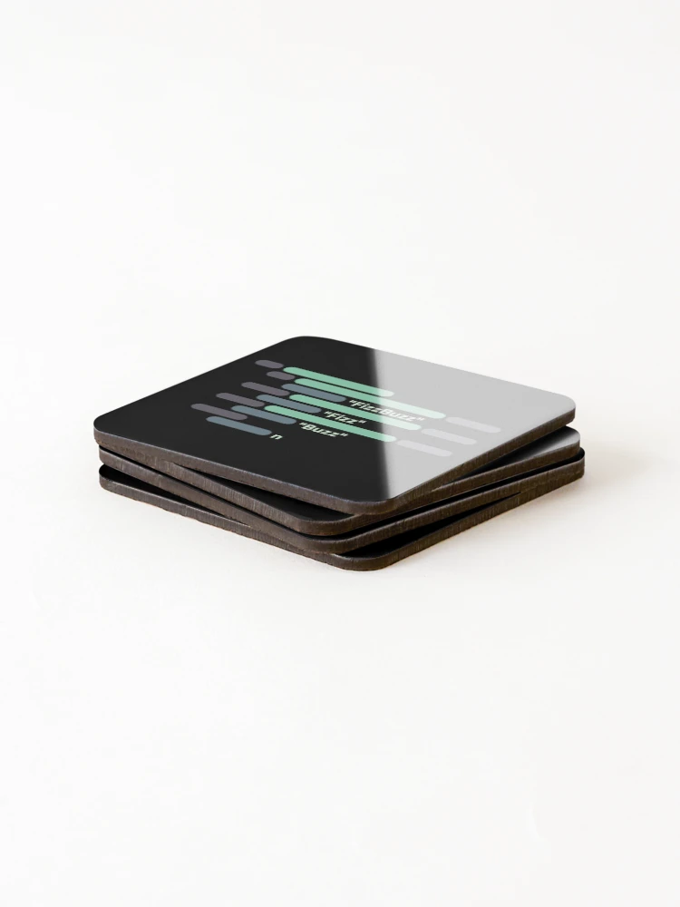 Thumbnail 4 of 5, Coasters (Set of 4), Abstract FizzBuzz algorithm designed and sold by cheeryscript.